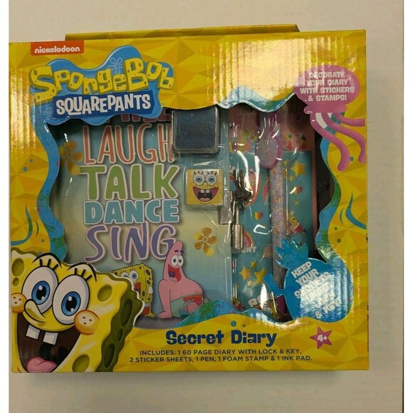 SpongeBob SquarePants Secret Diary Set Journal Lock & Key NEW NIB Inkology - Picture 2 of 6